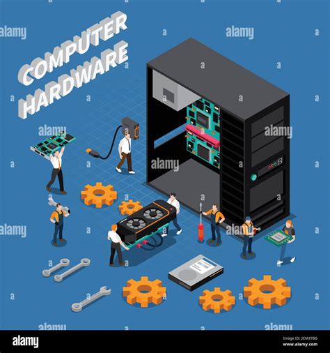 Isometric Composition With Computer Hardware And Information Technology