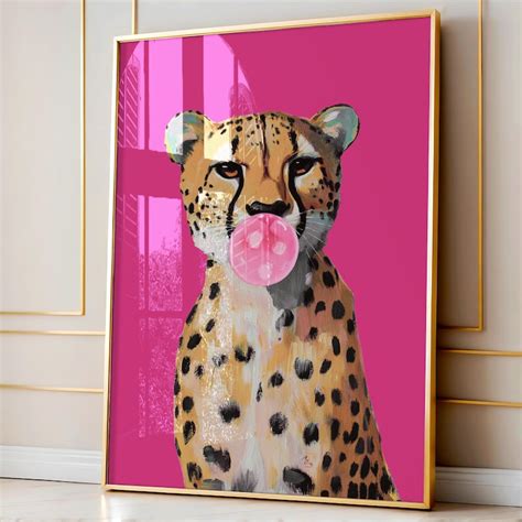 Hot Pink Posters Cheetah Etsy