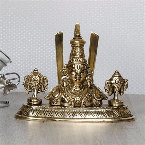 Artvarko Brass Tirupati Balaji Venkateshwara Face Bust Idol Vishnu