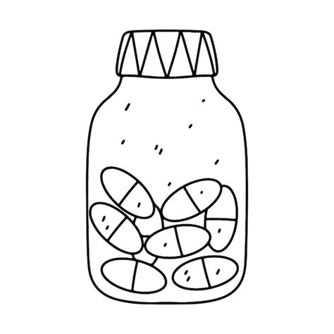 Premium Vector Medicine Pills In Hand Drawn Doodle Style A Bottle