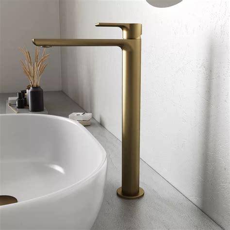 Miscelatore Lavabo Alto Senza Scarico Oro Satinato Coral