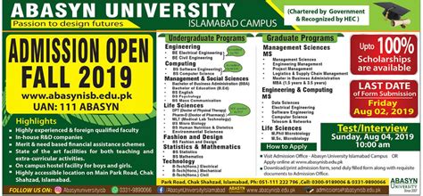 Abasyn University Islamabad Campus Admissions Fall Result Pk