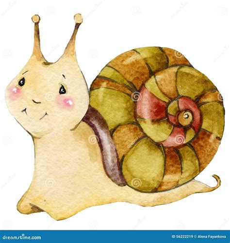 Cartoon Insect Snail Watercolor Illustration. Stock Illustration - Illustration of butterfly ...