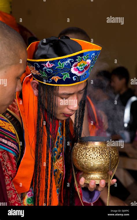 Bhutan Thimpu Dzong Annual Tsechu Monk In Embroidered Costume