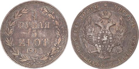 Russland 3 4 Rubel Zu 5 Zloty 1840 Nikolaus I 1825 1855 Ss Mit Alter