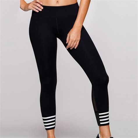 Leggings Women Stripe Splice Patchwork Sexy Sports Fitness Sports Gym