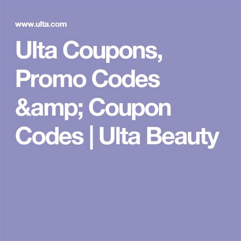 Ulta Coupons Promo Codes Coupon Codes Ulta Beauty Promo Codes