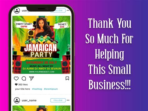 Jamaican Party Flyer Canva Template For Diy Social Media Marketing Etsy