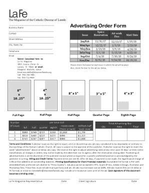 Fillable Online Advertising Order Form Pm Pm Html Fax