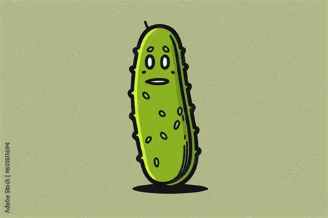 Doodle Inspired Sweet Gherkin Pickle Cartoon Sticker Sketch Vector