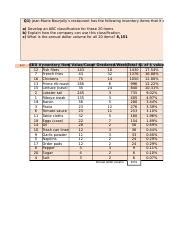 Abc Classification For Jean Marie Bourjolly S Restaurant Course Hero