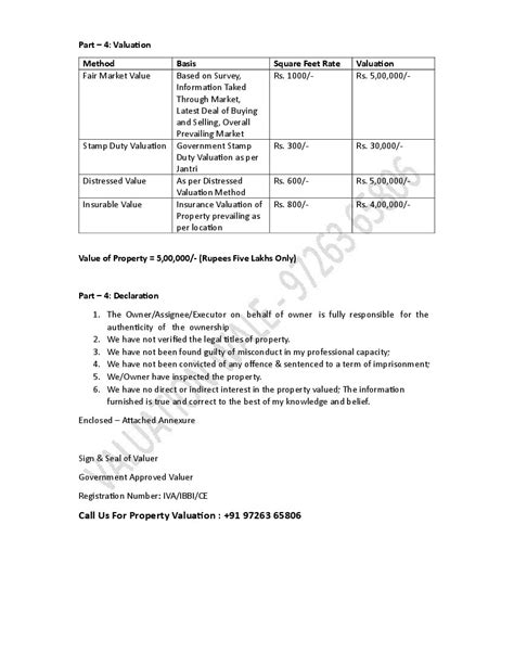 Property Valuation Report Format Property Valuer Report Sample