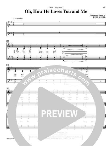 Oh How He Loves You And Me Sheet Music Kurt Kaiser Praisecharts