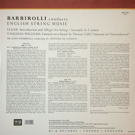 Barbirolli Conducts English String Music By Sir John Barbirolli Sir