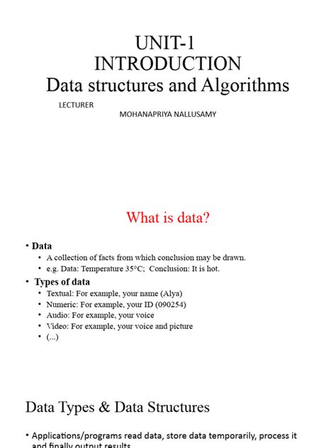 Unit 1 Data Structure And Algorithm Pdf Data Type Algorithms