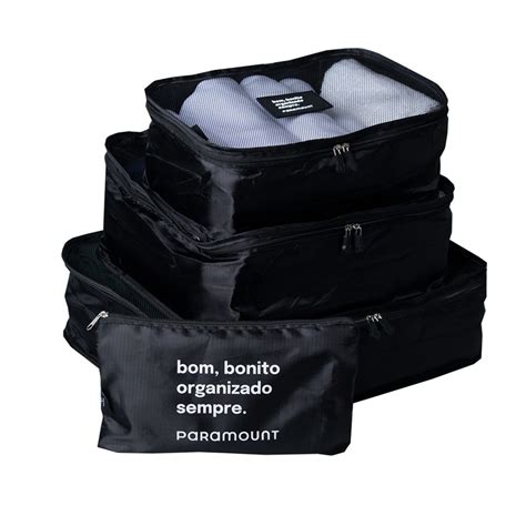 Kit Organizadores Mala De Viagem C Pcs Preto Fl Via Organiza