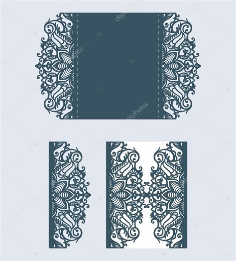 Beautiful Laser Cut Invitation Card With Lace For Wedding Stock Vector