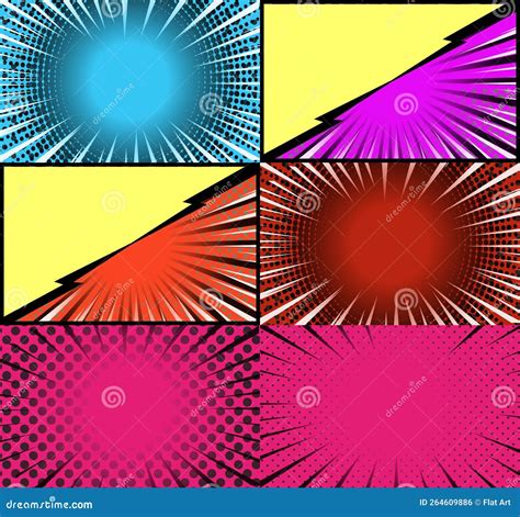 Fondo De Marcos Coloridos De Historietas Con Efectos Radiales Y