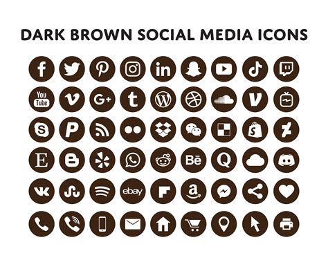 Dark Brown Social Media Icons Bundle Brown Social Media Etsy Australia