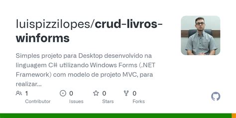 Github Luispizzilopes Projeto Cadastro De Livros Crud Simples