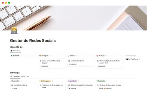 Galeria De Modelos Do Notion Gestor De Redes Sociais