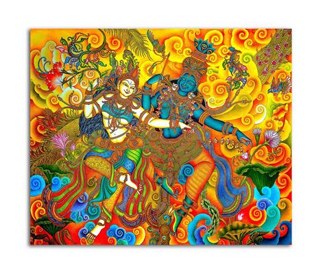 Buy Tamatina Kerala Mural Canvas Painting Radha Krishna Eternal Love