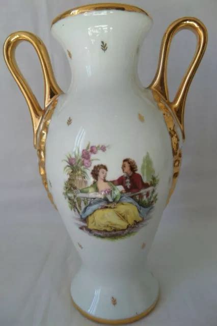 Vase Porcelaine De Luxe Fd Decor Scenes Galantes Watteau Eur