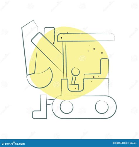 Icon Compact Excavator Related To Construction Vehicles Symbol Color