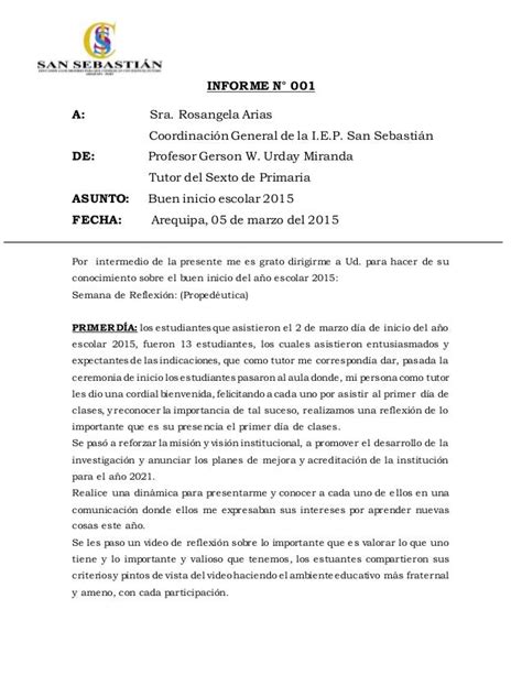 Ejemplos De Informes Escolares De Alumnos