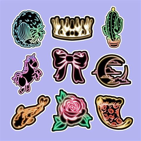 Colorful Cute Neon Sticker Collection Premium Psd Rawpixel