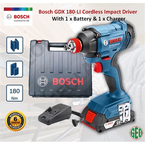 Bosch Gdx 180 Li Cordless Impact Driver Wrench Single Battery Set