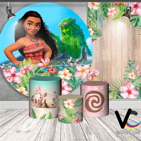 Projeto Moana Painel Cilindro Painel Faixa E Kit Cilindros