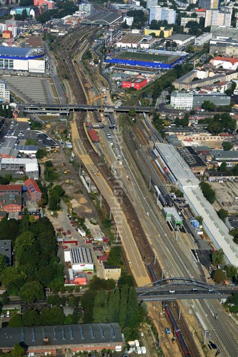 Berlin Friedrichshain Von Oben Bahn Strecken Ausbau An Der