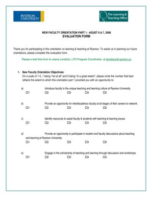 Fillable Online Ryerson EVALUATION FORM Ryerson University Ryerson