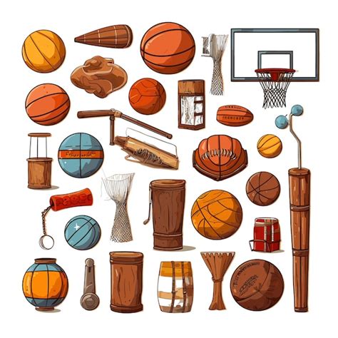 Vintage basketball elements set illustration | Premium AI-generated vector