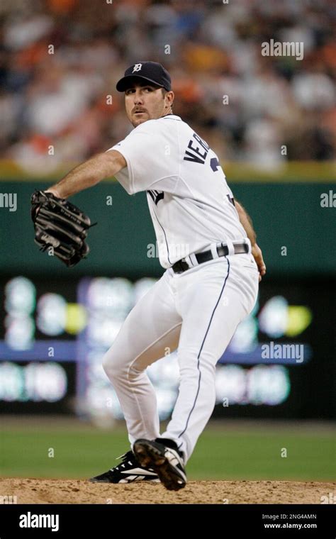 Detroit Tigers Starter Justin Verlander Pitches Against The Milwaukee