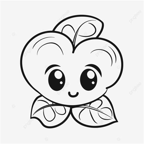 Cute Apple Coloring Pages For Kids On White Background Vector, Basic ...