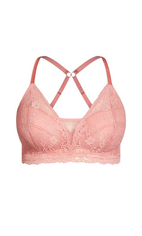 Wire Free Lace Pink Bra Evans