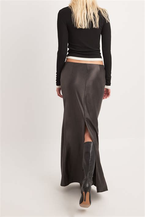 Low Waist Mermaid Maxi Satin Skirt Grey Na Kd