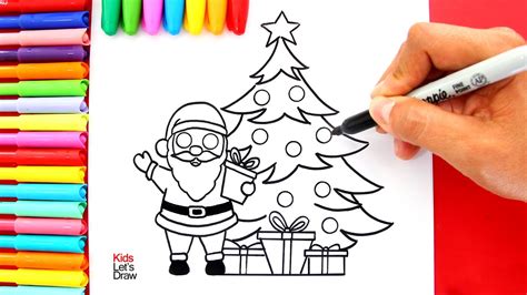 Aprende A Dibujar A Pap Noel Santa Claus Con El Rbol De Navidad Juntos