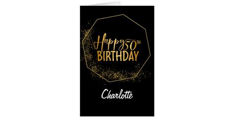 50th Birthday Black Gold Glitter Extra Large Jumbo Card Zazzle