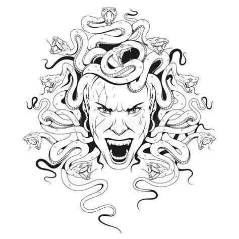 Medusa Gorgon Jellyfish Sketch Illustration Greek Mythology Stock