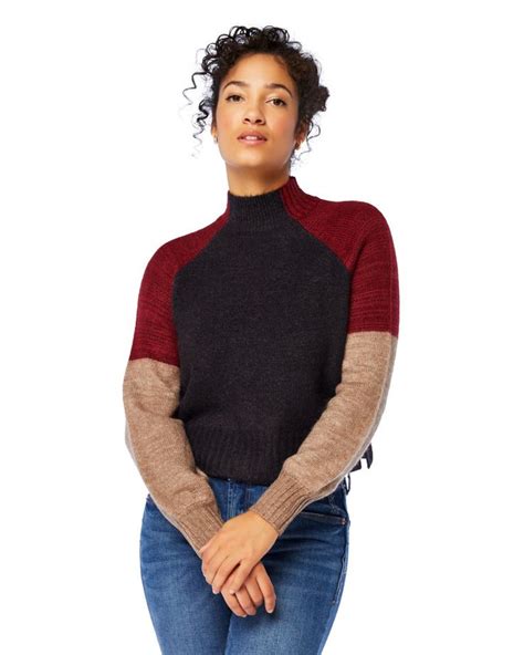 Colorblock Mock Neck Sweater Navy Mock Neck Sweater Online Stylist