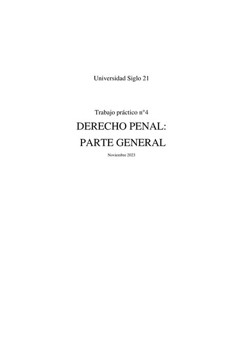 Tp Derecho Penal Parte General Universidad Siglo Trabajo