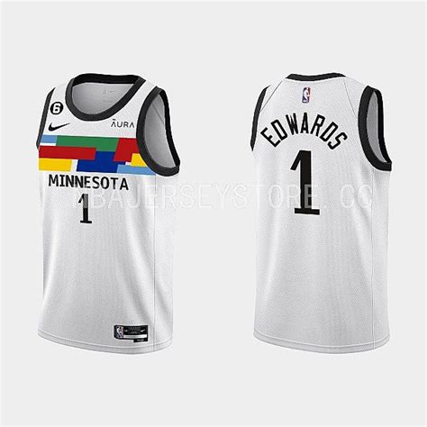 Minnesota Timberwolves 1 Anthony Edwards 2022 23 City Edition White Men