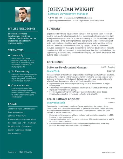 Successful Software Development Manager Resume Examples And Writing