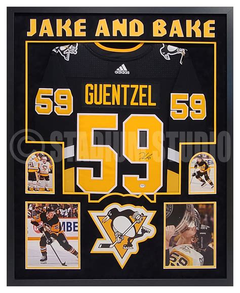 Jake Guentzel "Jake and Bake" Autographed Framed Penguins Black Jersey - The Stadium Studio