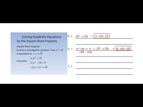 Solving Using The Square Root Property Youtube