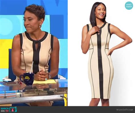 Wornontv Robins Beige And Black Keyhole Dress On Good Morning America Robin Roberts