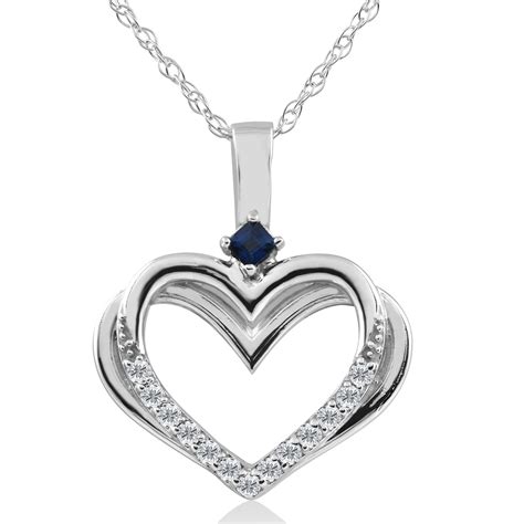 Pompeii3 Diamond Sapphire Heart Pendant 16cttw 10k White Gold 34